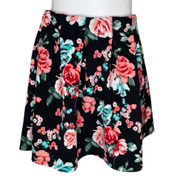 Joe B Women's Pleated Floral Mini Skirt Paisley Romantic Goth Vintage Sz L - Picture 2 of 5